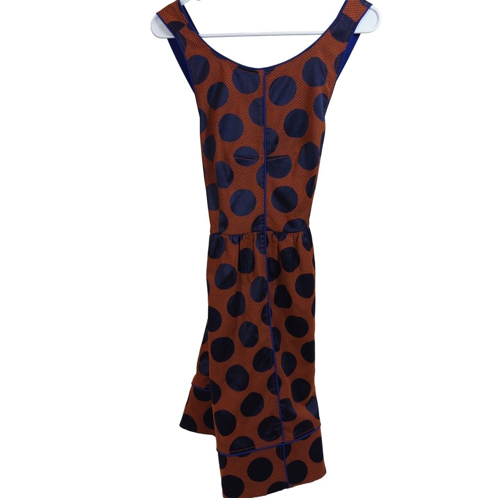 Maeve Polka Dot Dress‎ 4 Womens Sleeveless Fit Flare Orange Navy Blue